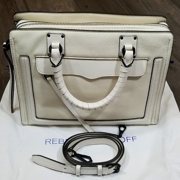 Rebeca Minkoff Bree Medium Size Top Zip Satchel Purse White - Picture 7 of 9